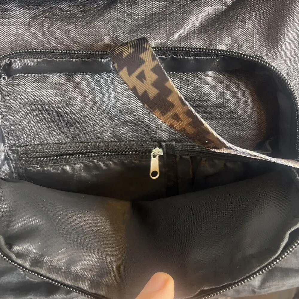 Toms StandUp Backpack Solid Black W/ Aztec detail Zipper Closure Fold-over Flaws
